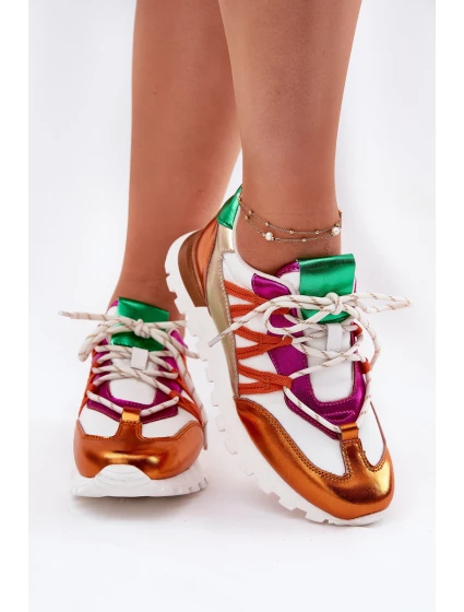 Kožené Polobotky Tenisky Dámské model 21693239 Multicolor - Artiker Kožené Polobotky Tenisky Dámské model 21693239 Multicolor - Artiker