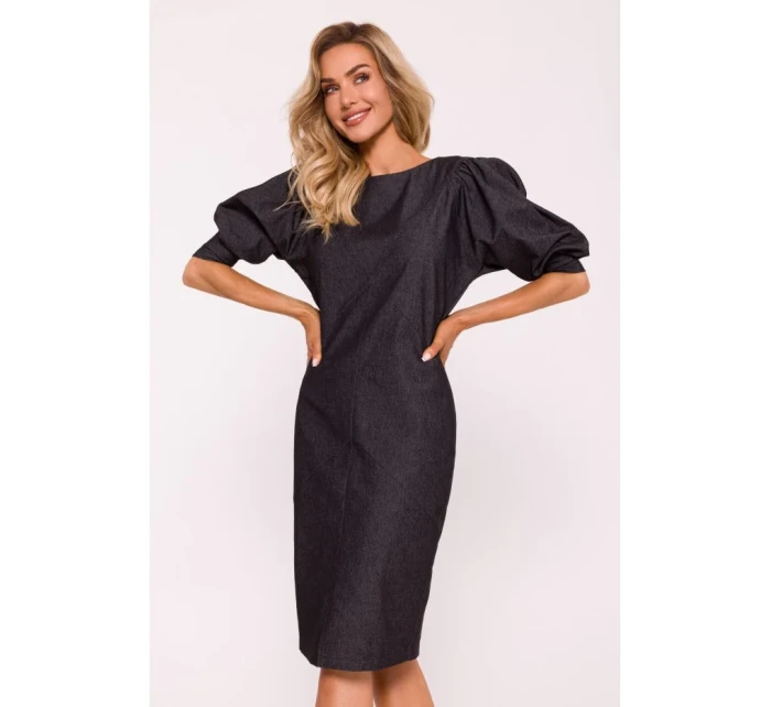 M803 Šaty s puzdrovými rukávmi - grafitové