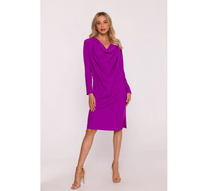 S428 Šaty s výstrihom - levanduľové