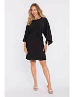 model 22040591 Šaty s ozdobnými širokými rukávy černé - Moe model 22040591 Šaty s ozdobnými širokými rukávy černé - Moe