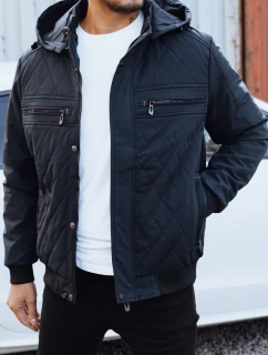 Pánska prechodná prešívaná bunda s kapucňou FashionStreet navy blue TX5038