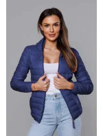 Modrá dámska prešívaná bunda s kapucňou (B0123-72) Modrá dámska prešívaná bunda s kapucňou (B0123-72)