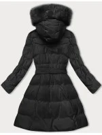 Černá dámská zimní bunda s ozdobnou kožešinou model 21246197 - J.STYLE