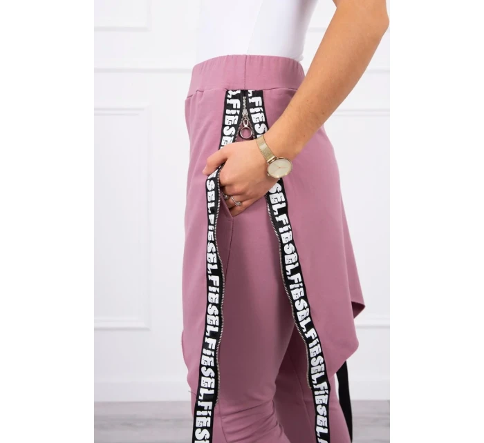 Nohavice/oblek s nápisom selfie tmavo ružové
