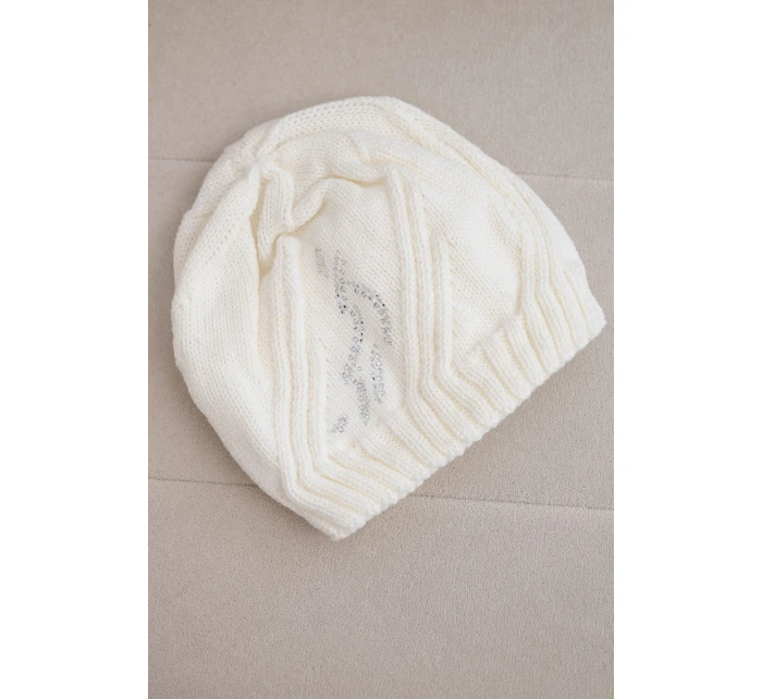 Dámská zimní vlněná čepice s ozdobnými krystalky K399 černá