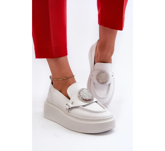 Kožené Mokasíny S Ozdobou Bílé model 21660952 - Zazoo