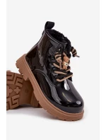 Ocieplane Botki Dziecięce Lakierowane Z Przypinką Miś Czarne Jovellea Ocieplane Botki Dziecięce Lakierowane Z Przypinką Miś Czarne Jovellea