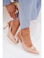 Dámské sandály na podpatku s ozdobným detailem Béžové model 22027885 - Boto