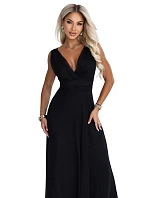 model 22302475 Elegantní maxi šaty s výstřihem do V a odhalenými zády – černé - numoco basic model 22302475 Elegantní maxi šaty s výstřihem do V a odhalenými zády – černé - numoco basic