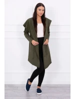 Voľne padnúca khaki bunda s kapucňou