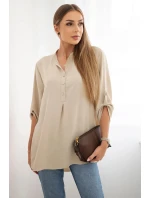 Blúzka s predĺženým zadným dielom tmavobéžová