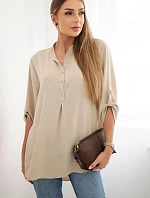 Blúzka s predĺženým zadným dielom tmavobéžová
