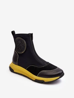 Dámské kožené boty s zipem model 21638709 černé - Maciejka