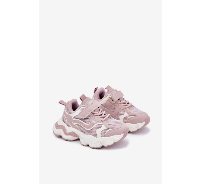 Sneakersy Dziecięce Na Grubej Podeszwie Różowe Lianees