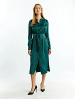 Dámske saténové fľaškové šaty 1210-009 Green - Monnari