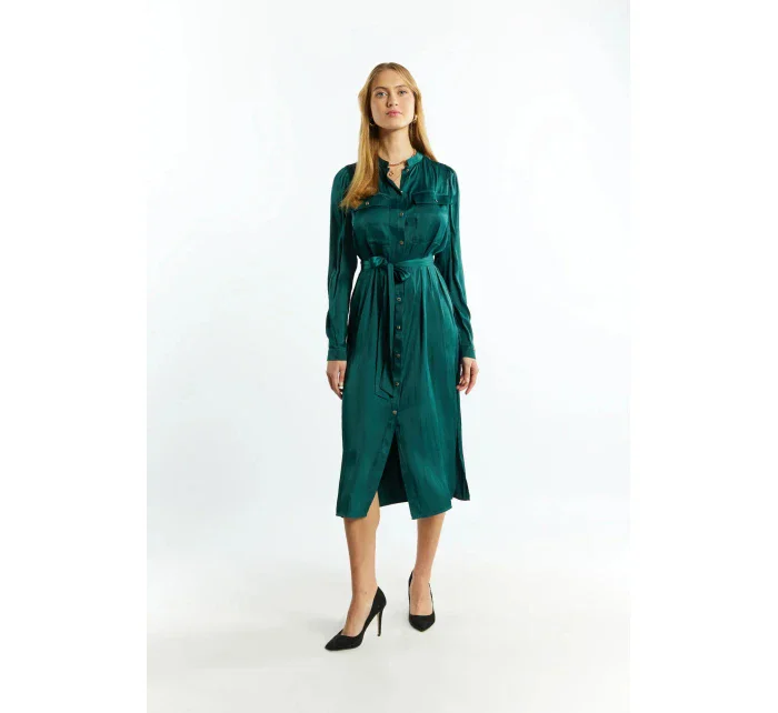 Dámské saténové šaty Bottle model 20243108 zelené - Monnari