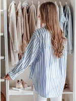 Dámské tričko oversize s prodlouženým zadním dílem v pruzích Dstreet model 21986141 - FashionStreet