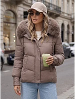 Pikowana kurtka damska z kapturem beżowa model 22371764 - FashionStreet