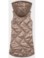 Tmavě béžová dámská vesta s kapucí (B0129-12)
