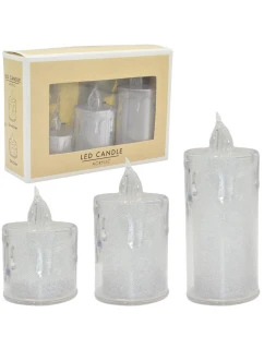 SADA 3 DEKORATÍVNYCH LED SVIEČOK TEPLÁ BIELA