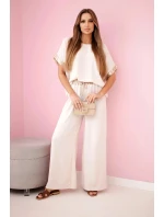 Viskózová súprava so zlatým lemovaním béžová