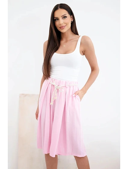 Dámske viskózové letné šortky s boho opaskom candy pink Dámske viskózové letné šortky s boho opaskom candy pink