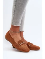 Lesklé dámské mokasíny s řetízkem Camel model 21656869 - Boto Lesklé dámské mokasíny s řetízkem Camel model 21656869 - Boto