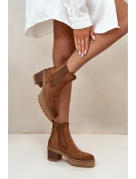 Dámské Zateplené Botky Na Podpatku Eko Semišové Hnědé model 21669073 - Boto Dámské Zateplené Botky Na Podpatku Eko Semišové Hnědé model 21669073 - Boto