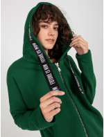 Dámska dlhá mikina na zips s kapucňou - zelená