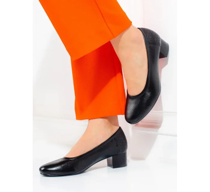 Luxusní dámské lodičky černé na širokém podpatku Luxusní dámské lodičky černé na širokém podpatku