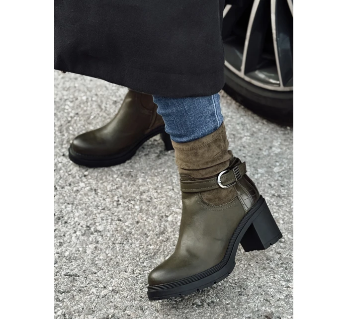 Dámské boty na podpatku zelené Dstreet model 21981421 - FashionStreet