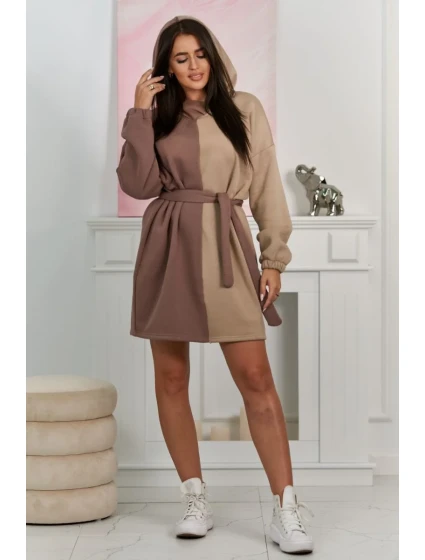 Izolovaná dvojfarebná mikina tmavo béžová + svetlo béžová Izolovaná dvojfarebná mikina tmavo béžová + svetlo béžová