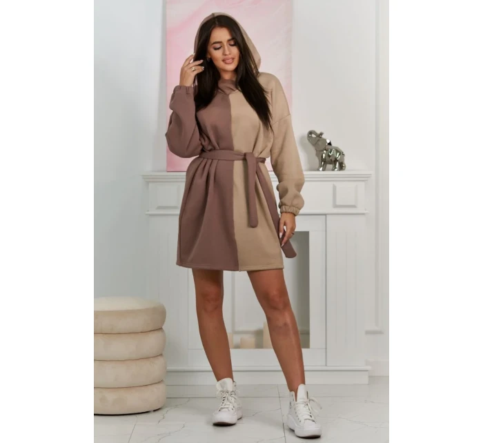 Izolovaná dvojfarebná mikina tmavo béžová + svetlo béžová Izolovaná dvojfarebná mikina tmavo béžová + svetlo béžová