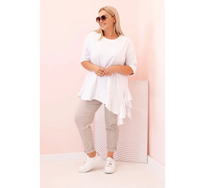 Dámska blúzka v nadmernej veľkosti s bavlnou, vreckom a vyhrnutými rukávmi kiwi