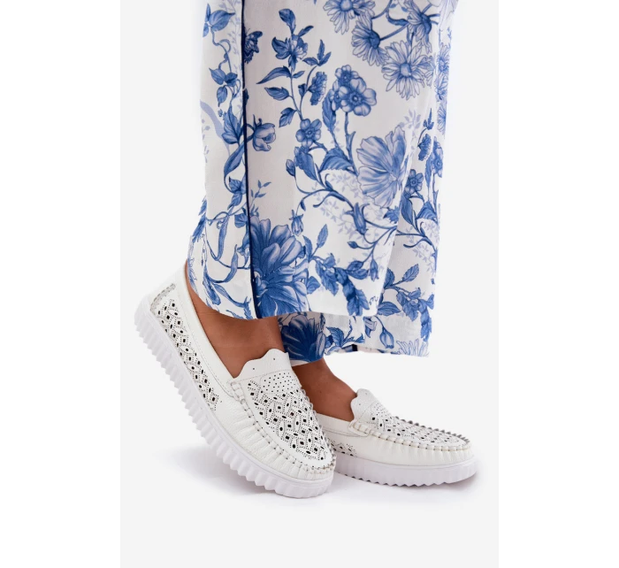 Kožené Dámské Mokasíny S  Bílé model 21691919 - VINCEZA