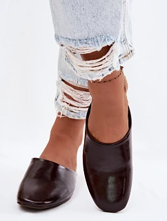 Dámské Mules z Umělé Kůže Ploché Čokoládové Romelle