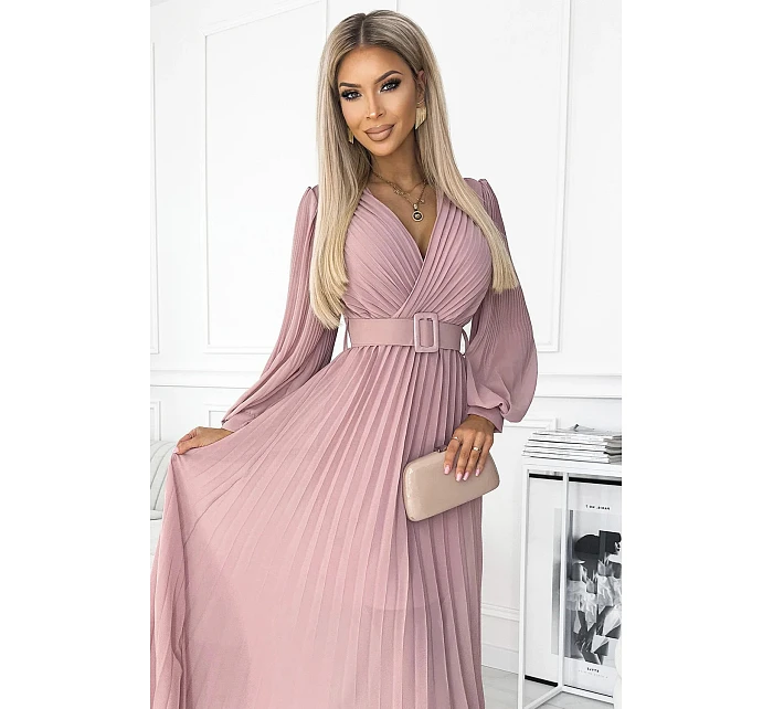 Plisované šaty 414-2 KLARA staroružové - Numoco