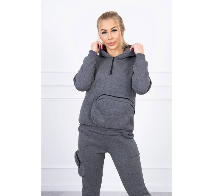 Zateplená súprava s ozdobným vreckom grafitová melanž Zateplená súprava s ozdobným vreckom grafitová melanž