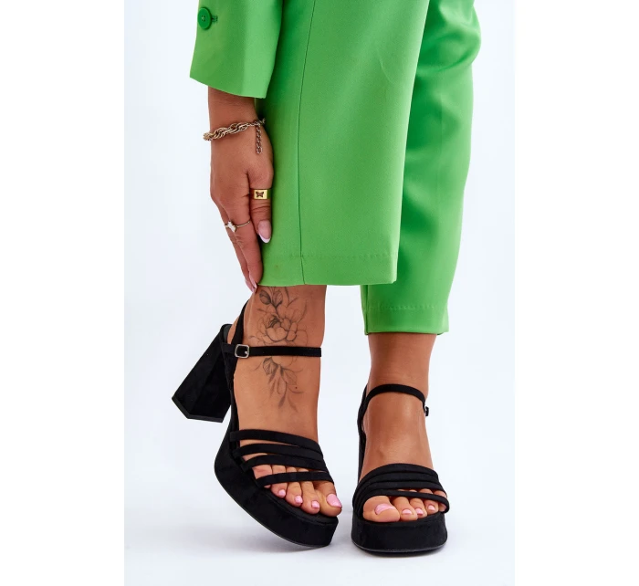 Dámské semišové sandály na platformě Černé model 21613994 - Boto