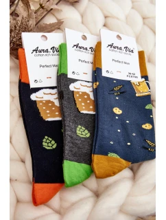 Męskie Skarpetki We Wzory Piwo Czarne - Wzór 2