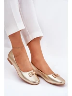 Elegantní Dámské Baletky S Dekorací model 21690098 Zlaté - VINCEZA