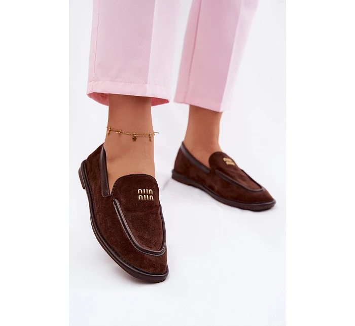 Dámské ploché mokasíny model 22100012 Čokoládové - VINCEZA