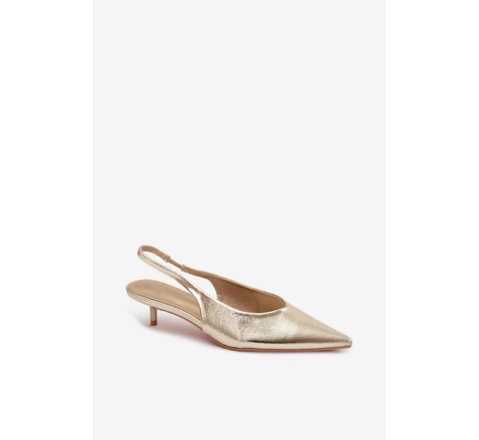 Dámské sandály z umělé kůže na podpatku Zlaté Averelle