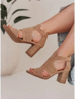Dámské sandály na jehlovém podpatku beige Dstreet model 21984950 - FashionStreet Dámské sandály na jehlovém podpatku beige Dstreet model 21984950 - FashionStreet