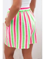 Dámské bavlněné šortky s proužky zelený neon
