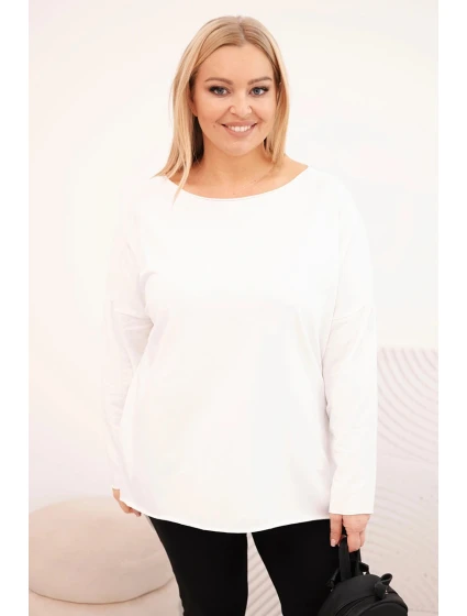 Dámská blůza Plus Size asymetrická s dlouhým rukávem bílá