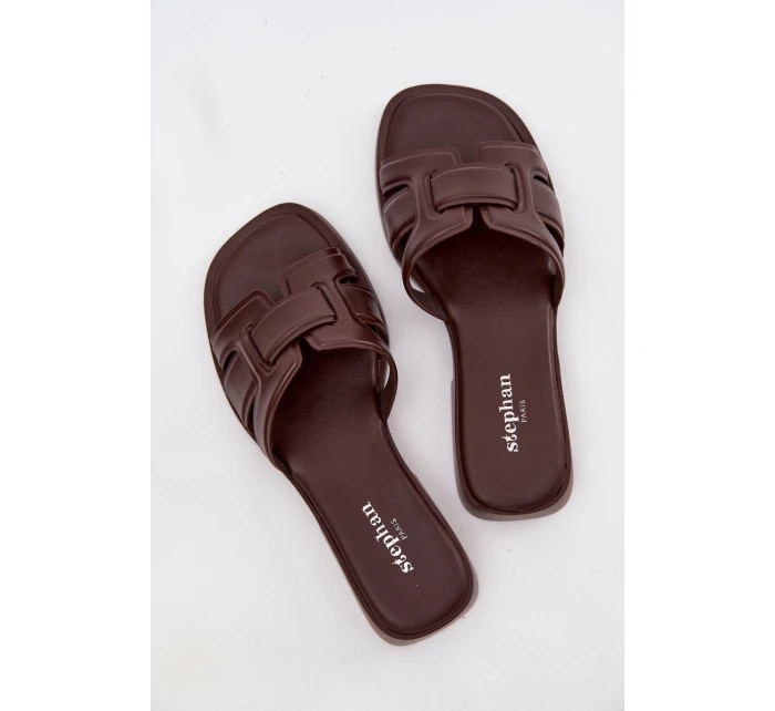 Dámské pantofle na ploché podrážce čokoládové Lorania Dámské pantofle na ploché podrážce čokoládové Lorania