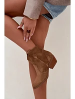 Dámské kožené kotníkové boty na podpatku Big Star model 22349472 Camel - Big Star Shoes Dámské kožené kotníkové boty na podpatku Big Star model 22349472 Camel - Big Star Shoes