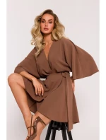 M785 Predĺžené mini šaty - čokoládové