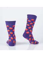 Pánske fialové ponožky s jahodami